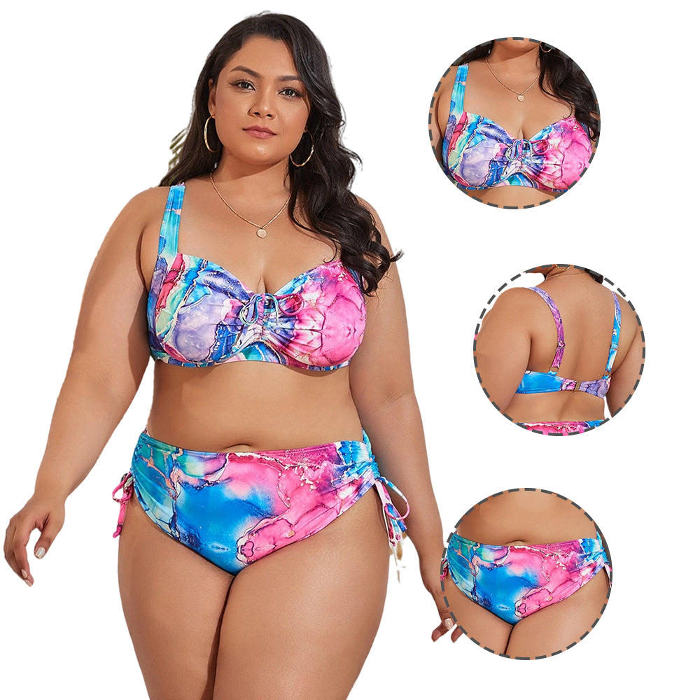 Women Plus Size Sexy Bikini Bra Thickened No Steel Rim Two-Piece Swimsuit