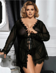 Women-Plus-Size-Lace-Sexy-Robe-Nightwear