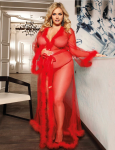 Women-Plus-Size-Sexy-Lace-Robe-Kimono-Mesh-Nightgown