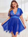 Women-Plus-Size-V-neck-Lace-Sexy-Backless-Babydoll-1