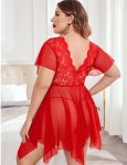 Women-Plus-Size-V-neck-Lace-Sexy-Backless-Babydoll-1