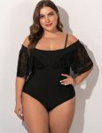 WomenPlusSizeOne-PieceConservativeBlackWebbingSwimsuit-1