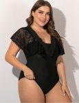 WomenPlusSizeOne-PieceConservativeBlackWebbingSwimsuit-1