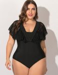 WomenPlusSizeOne-PieceConservativeBlackWebbingSwimsuit-1