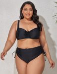 WomenPlusSizeSexyBikiniBraThickenedNoSteelRimTwo-PieceSwimsuitBlack-1