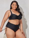 WomenPlusSizeSexyBikiniBraThickenedNoSteelRimTwo-PieceSwimsuitBlack-1