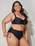 WomenPlusSizeSexyBikiniBraThickenedNoSteelRimTwo-PieceSwimsuitBlack-1