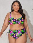 WomenPlusSizeSexyBikiniBraThickenedNoSteelRimTwo-PieceSwimsuitBlack-1