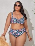 WomenPlusSizeSexyBikiniBraThickenedNoSteelRimTwo-PieceSwimsuitBlack-1