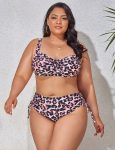 WomenPlusSizeSexyBikiniBraThickenedNoSteelRimTwo-PieceSwimsuitBlack-1